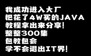 成功上岸！将自己进大厂前花4w买的java全套教程，整整300集，现在拿出来分享给大家！拿走不谢！从入门到精通 学会即可就业