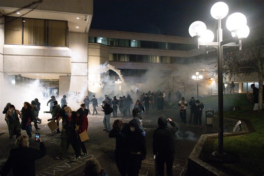 Eugene police leave scene of protest; federal officers deploy tear gas