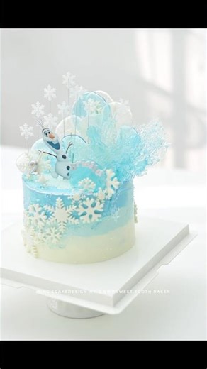 Frozen birthday cake Olaf cake sugar ice #shorts #cakedecorating #olaf #frozen #princesscake