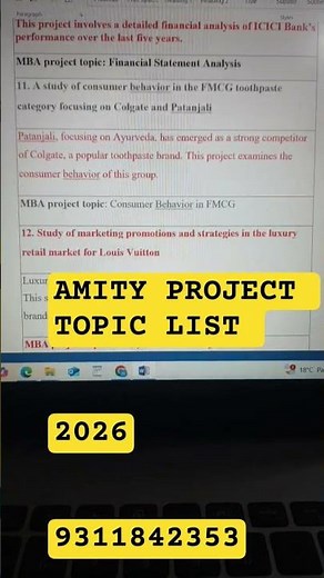 TOP 18 MBA PROJECT TOPICS FOR 2025-26| LIST OF TOP MBAPROJECT TOPICS |