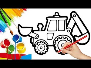 How to draw cute and easy Bulldozer | Easy Step by step Drawing, Painting and Coloring for Kids