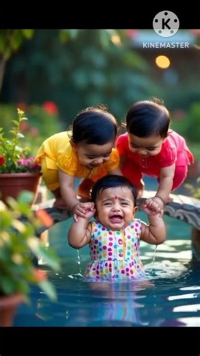 #CuteBabies #BabyPlaying #BabyFun | Baby Falls in Water While Playing
