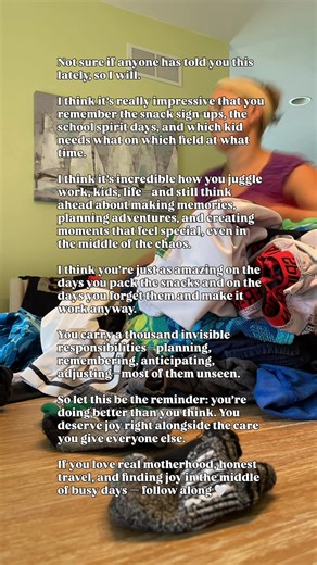 You do so much—most of it unseen. The planning, the remembering, the adjusting, the mental load. You’re doing better than you think—on the put-together days and the messy ones. Both count. Here we talk real motherhood, realistic family travel, and finding joy in the middle of busy life. No perfection required 🤍 ✨Follow along✨ #motherhoodunplugged #honestmotherhood