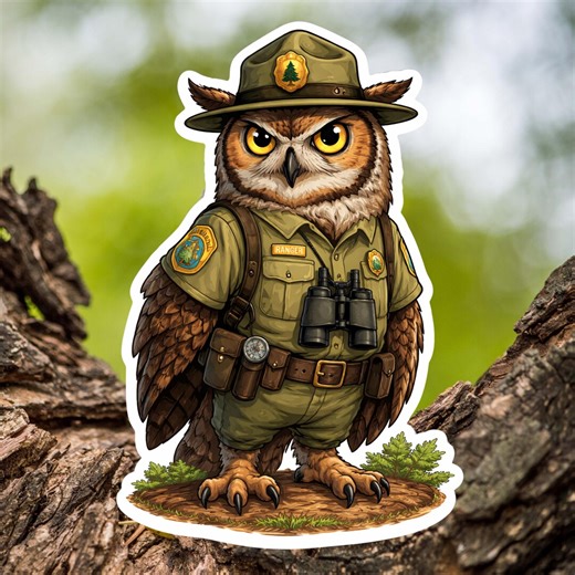 Owl Park Ranger Sticker – Cute Forest Ranger Owl Decal | National Park Wildlife Sticker | Nature Lover Gift | - Etsy