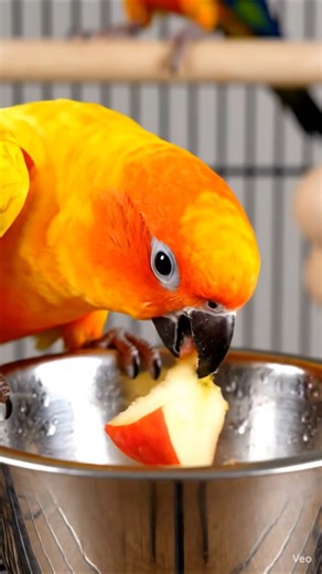Sun Conure Cute Eating & Natural Calling Sounds | Relaxing Bird Video #parrot #tinywingstube #birds