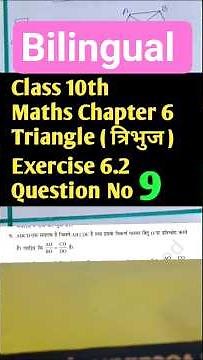|| Class 10th || Maths || Chapter 6 || Triangle || त्रिभुज || Exercise 6.2 || Question No 9 ||