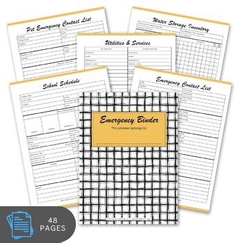 Emergency Preparedness Binder | 48 page Family Disaster Planning Bundle