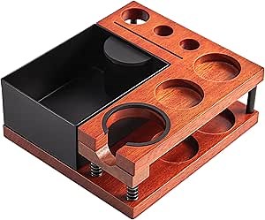 Kitcanis Espresso Tamping Station, 9 In 1 Espresso Knock Box for Storage 51, 54, 58MM Coffee Knock Box, Distributor, Portafilter and Puck Screen Accessories