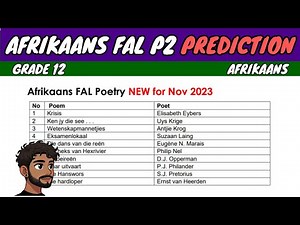 Afrikaans FAL Paper 2 Predictions | Grade 12 Afrikaans