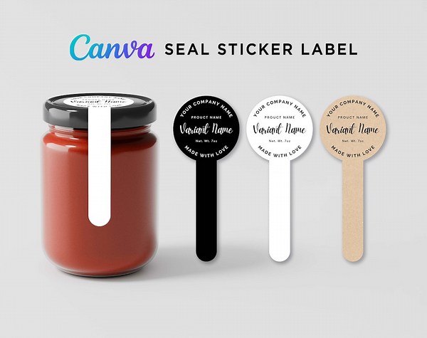 Printable Tamper Seal Sticker Label Design, Handmade Seal Sticker, Lollipop Shape Label, Homemade Jar Seal Sticker Editable Template Canva. - Etsy
