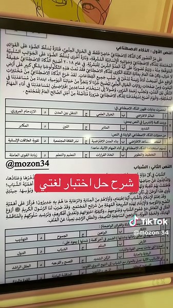 حلول امتحان لغتي للصف الثالث المتوسط