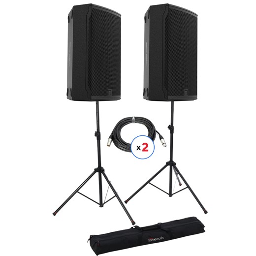 JBL SRX912M 12-inch Powered Multipurpose Speaker Pair with Stands and Cables