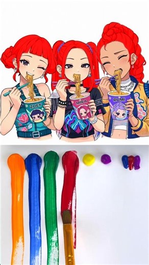 K-Pop Rumi Mira Zoey Color Mix Hair Change 🎨✨ Demon Hunters #kpop #art