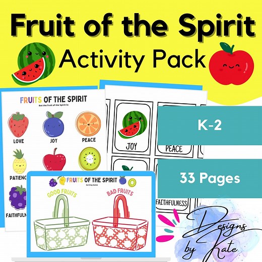 Fruit of the Spirit Activity Pack: Sunday School Printables (PDF) - Etsy