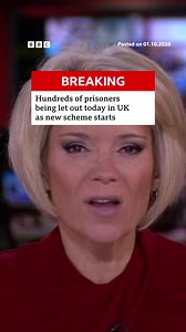 Hundreds of prisoners across England and Wales are being released early today under a new scheme designed to free-up prison space - prisoners being released early today will include those convicted of domestic abuse and coercive control. #Prisons #BreakingNews #UKNews #Prisoners #BBCNews