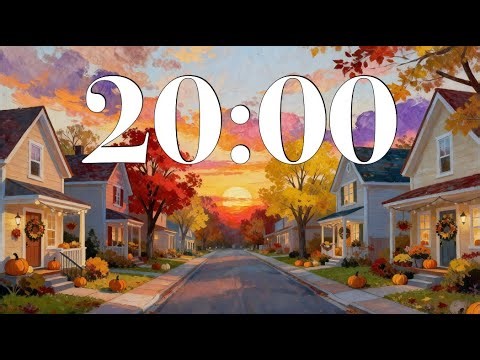 20 Minute Fall Focus Timer 🍁 Cozy Autumn Sunset & Relaxing Lofi Music | Study, Reading, or Classroom