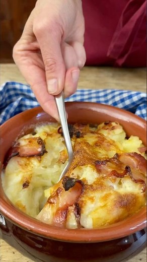 Tartiflette, a typical dish from Haute-Savoie, made with potatoes, onion, bacon and fondue