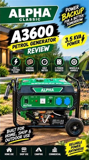 Alpha A3600 Portable Generator |Electric Start + 230V Output + 2 Sockets#electric #welding#genrator