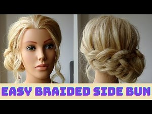 easy braided side bun hairstyle
