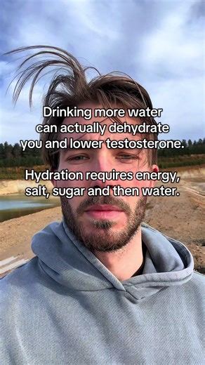 Most people think dehydration is solved by drinking more water. Physiologically, that’s not how hydration works. Hydration is not just fluid intake; it’s water retention at the cellular level. For water to stay inside cells, the body requires adequate energy, sodium, and glucose. Without these, excess water dilutes electrolytes, lowers plasma sodium, and activates stress hormones to compensate. Low sodium intake and electrolyte dilution stimulate the renin–angiotensin–aldosterone system (RAAS) a