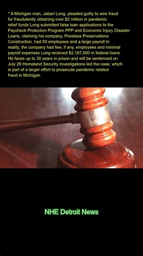 A Michigan man, Jabari Long, pleaded guilty to wire fraud for fraudulently obtaining over $2 million
