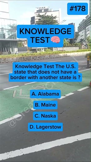 The U.S. state that does not have a border with another state is ? #trivia #maine