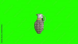 Hand grenade animation on green screen background