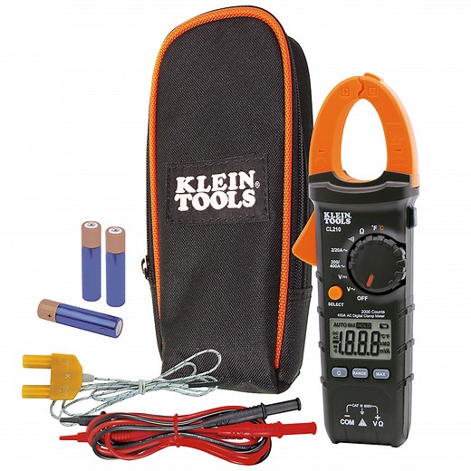 Clamp Meter, Digital AC Auto-Ranging Tester with Thermocouple Probe - CL210 | Klein Tools