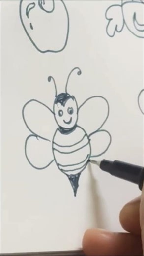 Bumble bee 🐝 Drawing easy from number 8 ✍️ #viral #youtubeshorts #shorts