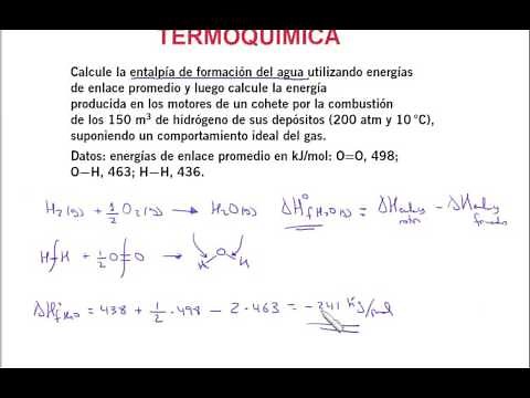 9. Termoquímica. Cálculo de entalpía de formación del agua a partir de energías de enlace