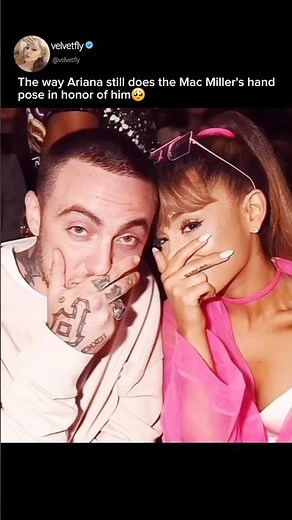 The way Ariana Grande still does the Mac Miller's hand pose in honor of him🥺