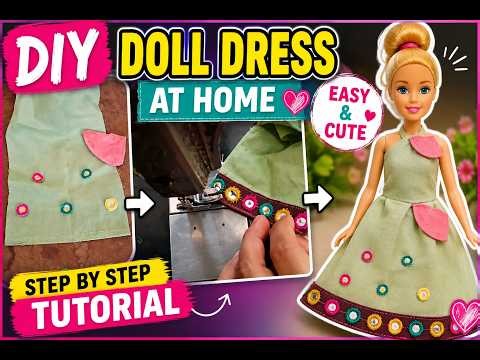 How to Make a Doll Dress at Home 👗 Easy DIY Doll Clothes Tutorial part 1