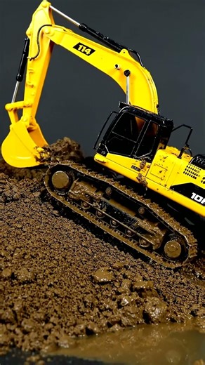 Tiny Titan: RC Excavator Digging Through Mud! 🚧