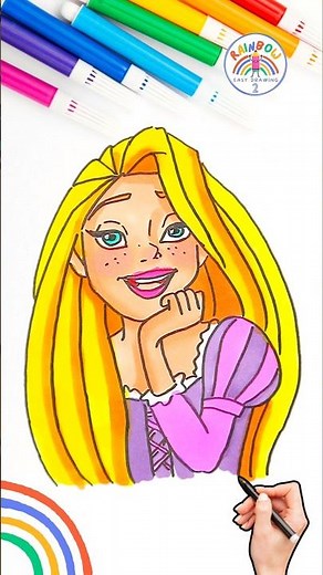 How to Draw Rapunzel | Draw Cute Disney Princess Rapunzel 🌈👸🏼 #disney #princess #howtodraw #shors