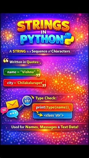 Strings in Python Explained in 40 Seconds 🔥 | Python for Beginners#python#coding#trend#viral#shorts