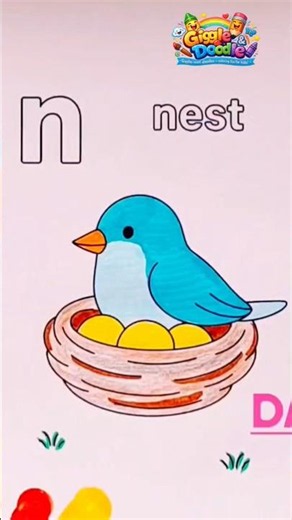 N for Nest Coloring 🪺 | Learn Letter N with Fun Colors | Giggle and Doodle