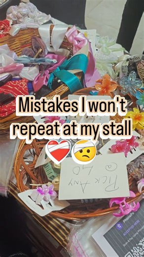 twinkle ties on Instagram: "Mistakes I Won’t Repeat At My Next Stall ✨ 1. Forgot to take enough content “Was so busy talking to customers that I barely recorded anything 😭” 2. Didn’t click customers wearing my hair accessories People looked SO cute but I forgot to take pics for Ig page 3. No interactive game/activity I didn’t add any fun game to make my stall more interesting — next time I am gonna add something v interesting 4. Didn’t capture proper crowd clips I couldn't record the crowd rush