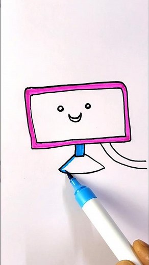 Easy Computer 🖥 Monitor drawing for kids ✨️ #shorts #ytshorts #drawing #cute #monitor #kidsart
