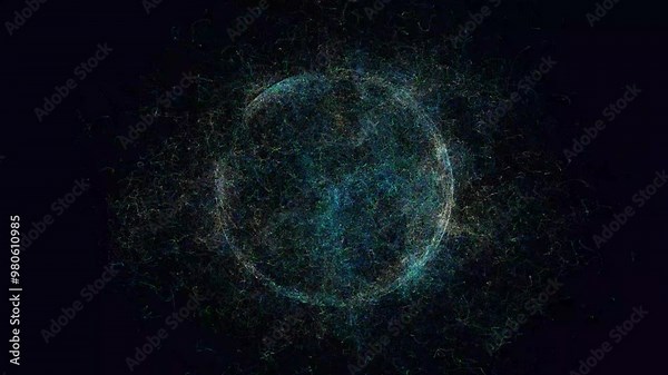 Bright blue space nebula with trap code particle.