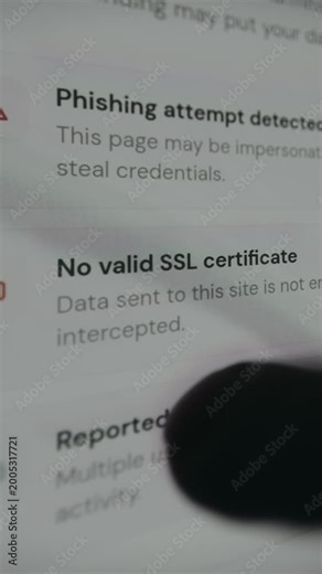 Warning of a phishing attempt detected, No Valid SSL certificate