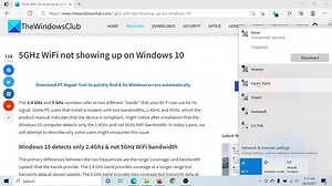 5GHz WiFi not showing up on Windows 11