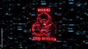 Vurus Warning Sign Over Animated Data Loop 8 Stock Video