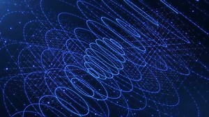 Background concept of technology network and big data network connection. Abstract digital background of futuristic spiral with plexus. High tech background