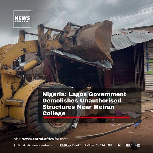 The Lagos State Ministry of the Environment and Water Resources has initiated a demolition campaign targeting illegal structures situated along the boundary of Lagos State Model College in Meiran. Commissioner for the Environment, Tokunbo Wahab, made this announcement through his social media account on Monday, indicating the government's commitment to address unauthorised construction in the area. #NewsCentralTV #AfricaFirst #Nigeria #LagosState | News Central TV