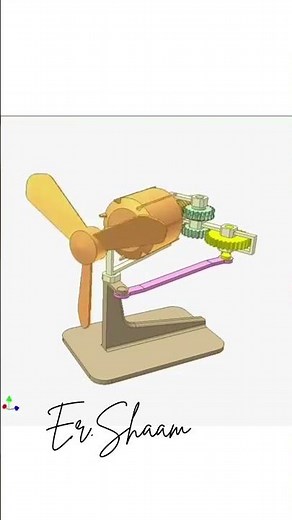 Fan mechanism || Model in solidworks || Render in solidworks || Animation in solidworks #shorts