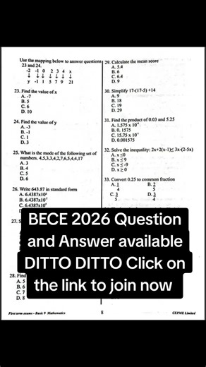 BECE 2026 Exam Questions and Answers Available Now