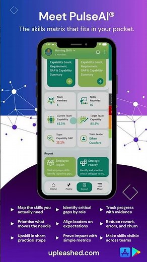 PulseAI® by Upleashed, the skills matrix teams actually keep updated
