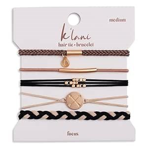 K’lani Hair Tie Bracelets for Women - Elastic Hair Bands That Double as Stylish Jewelry, Strong Hold Ponytail Holders - Gift for Birthdays, Mother’s Day & Graduation | Focus - Small