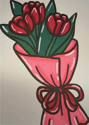 🌷🎨 A bouquet of tulips — coloring page. Color with me. 🌷🎨 #coloringbook #colors #viralvideos #relaxingvideos #tok