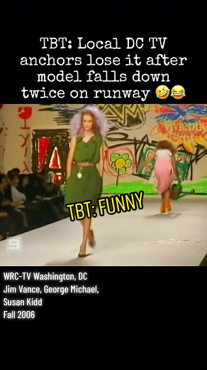 DC’s one time powerhouse team of Jim Vance and George Michael famously crack up on a live newscast in the Fall of 2006. They were showing footage of a model, Kamila Wawrzyniak, 22 at the time at Paris’ Fashion Week falling down awkwardly on the runway (twice!). Classic. #wrc #nbc4 #dc #jimvance #georgemichael #sportsmachine #model #falls #runway #tbt #fyp